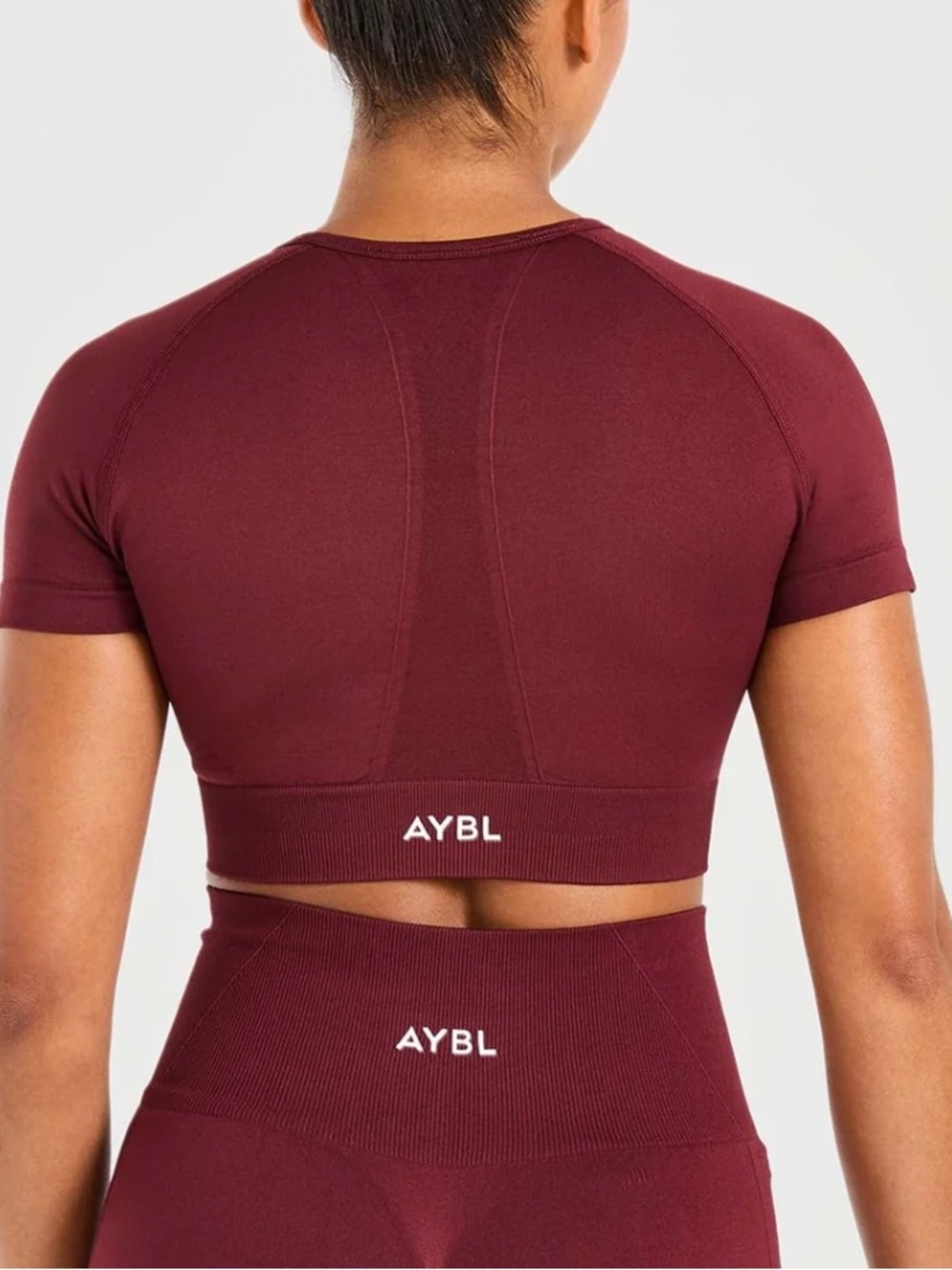 AYBL Burgundy Seamless Short Sleeve Crop Top